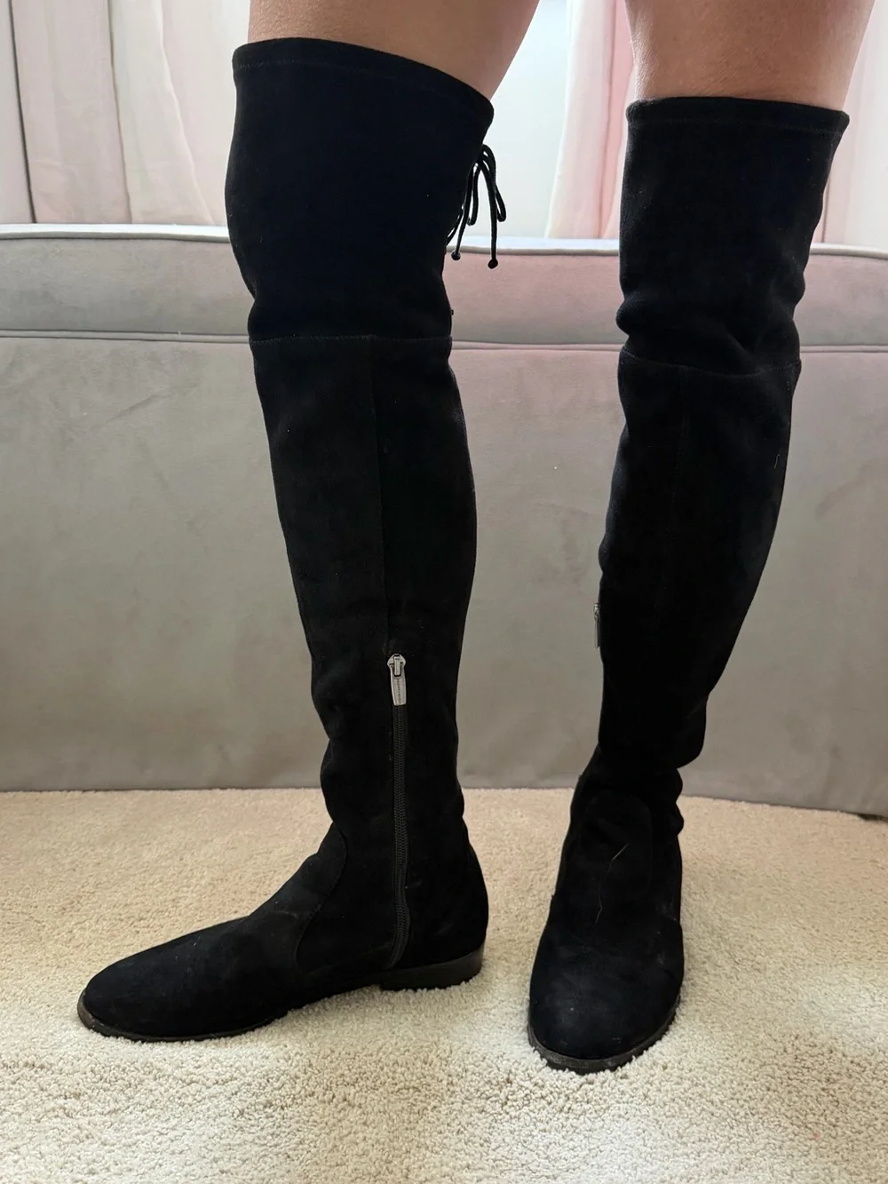 Vince Camuto Black Over-the-Knee Lace-Up Suede Boots